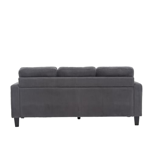 Modern Velvet Upholstered L-Shaped Sofa with Reversible Chaise, Convertible Sectional Sofa Couch with Ottoman, 3 Seats L-shape Sofa Set for Home, Small Apartment, Dorm, Office (Emerald)