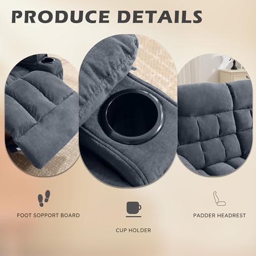 Reclining Loveseat with Cup Holders for Living Room 2 Seat Manual Loveseat Recliner with Side Pocket