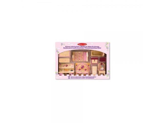 Melissa u0026 Doug Princess Castle Wooden Dollhouse Furniture (12 Pcs)