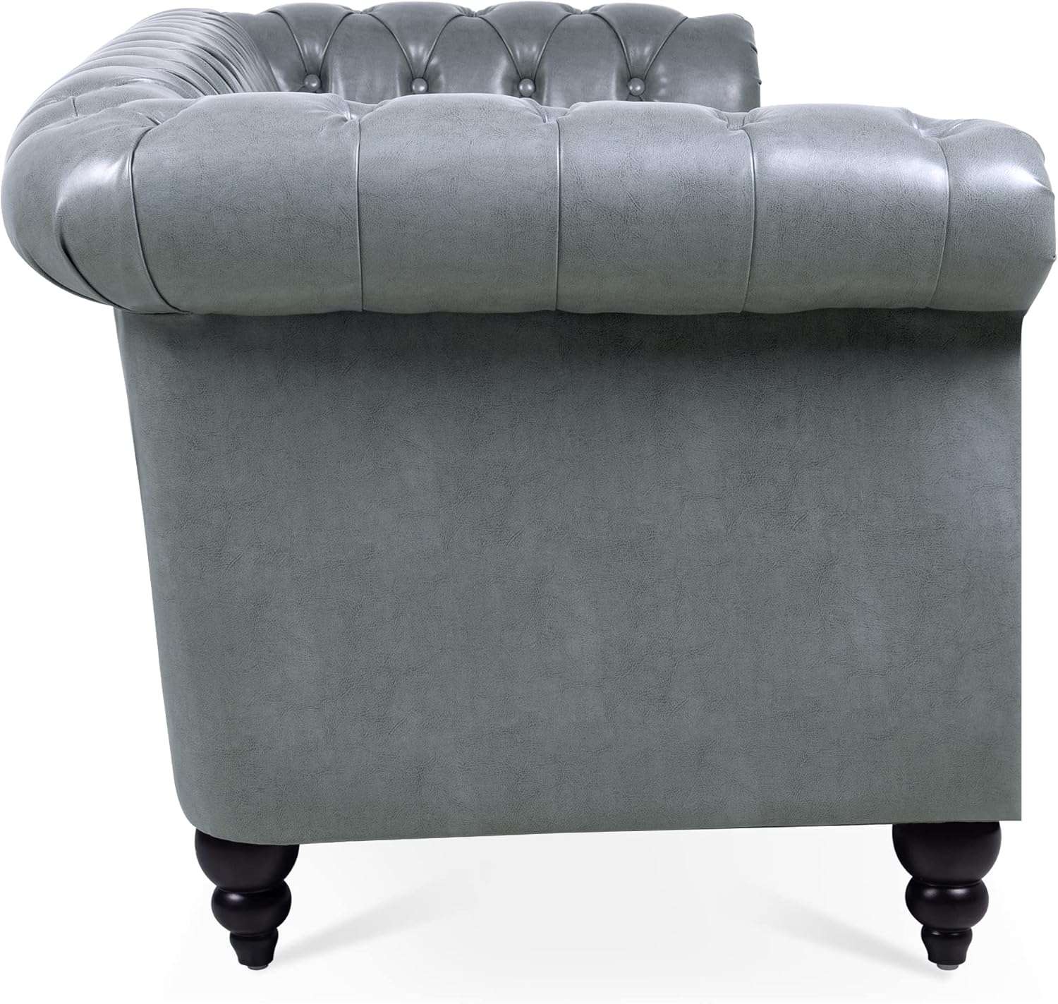 3-Seaters Living Room Clasic Chesterfield Sofa Couch Button Tufted PU Leather Upholstered Sofa&Couch with Luxury Roller Armrest Soild Wood Legs Movable Cushions & Nailhead Decor