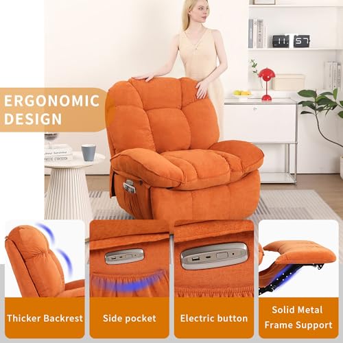 DYHOME Power Recliner Chair Massage Rocker Recliner with Heated, Small Swivel Rocking Recliner Chairs for Adults, Ergonomic Lounge Chair with USB, USB-C for Living Room, Green