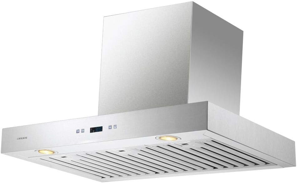 CAVALIERE 30 Inch Range Hood Wall Mounted Stainless Steel Kitchen Vent 900 CFM