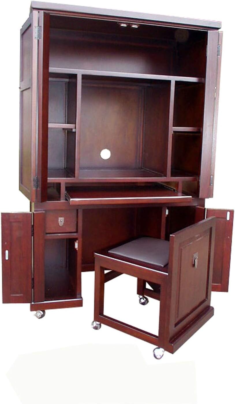 Computer Armoire with Pull Out Seat