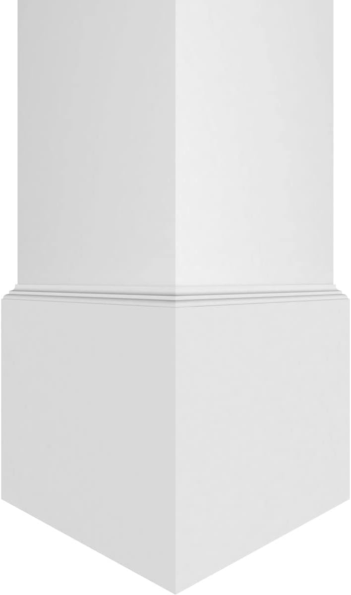Ekena Millwork 10"W x 9'H Premium Square Non-Tapered Smooth PVC Endura-Craft Column Wrap Kit, Standard Capital & Base