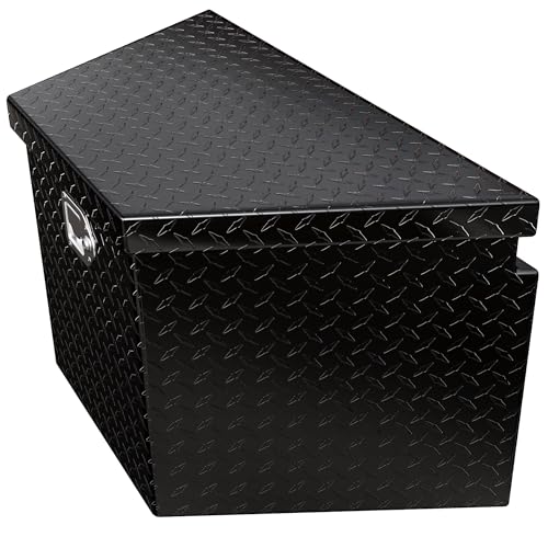 YITAMOTOR 33 Inch Trailer Tongue Boxes, Heavy Duty Aluminum Trailer Tool Box, Diamond Plate Storage Box, Waterproof Trailer Box for Pick Up Truck Bed, RV Trailer with Lock and Keys