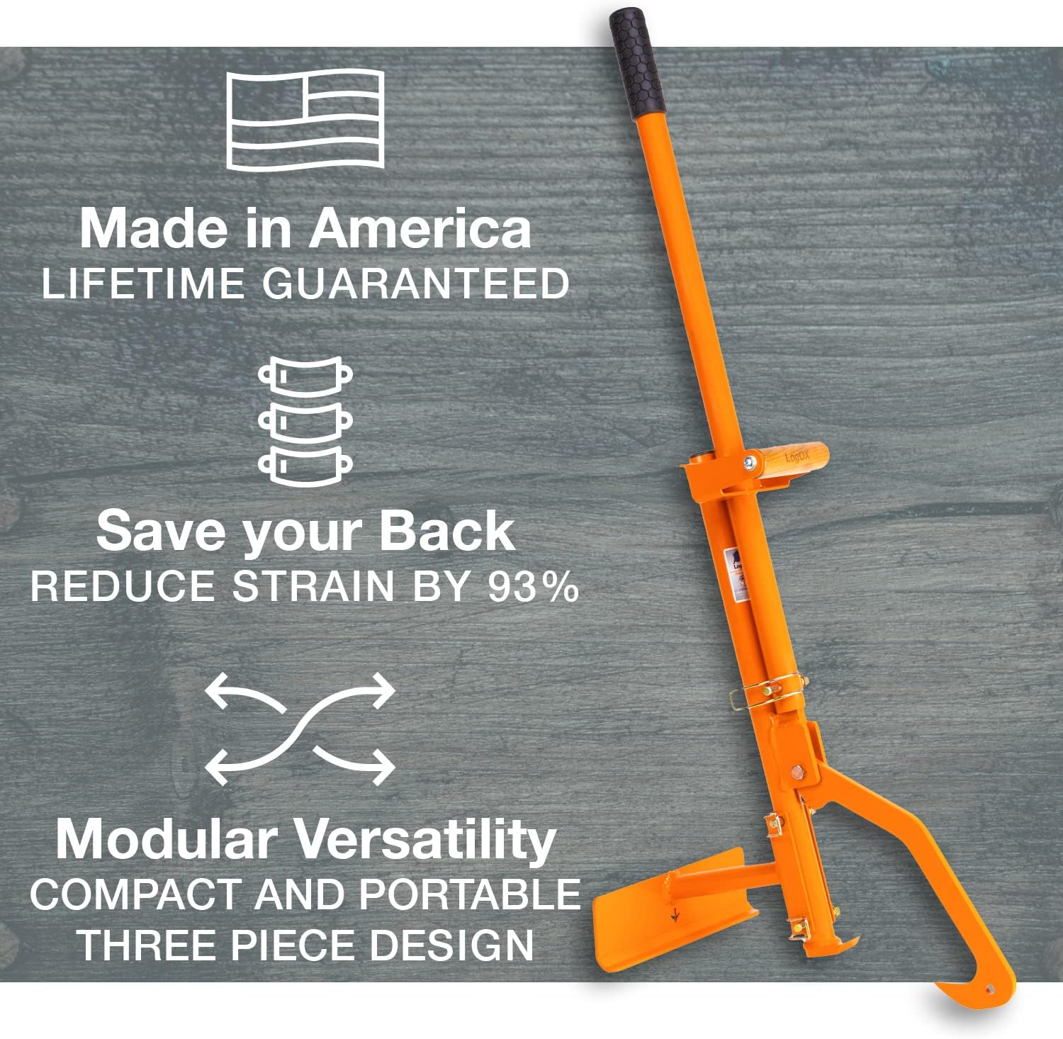 LogOX 3-in-1 Forestry Multitool – The Back-Saving Log Hauler, Cant Hook, and Timberjack (Patented & Made in USA)