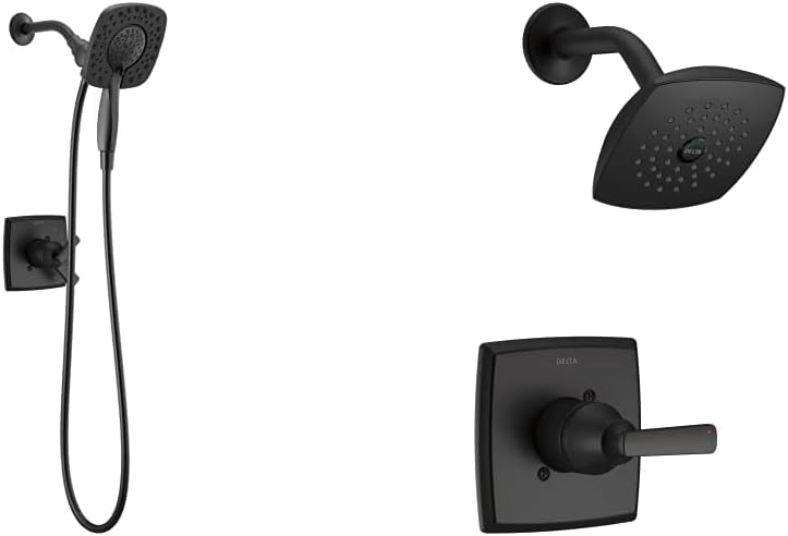 DELTA Ashlyn 17 Series Dual-Function Shower Trim Kit with 2-Spray Touch-Clean In2ition 2-in-1 Hand Held Shower Head with Hose, Stainless T17264-SS-I (Valve Included)