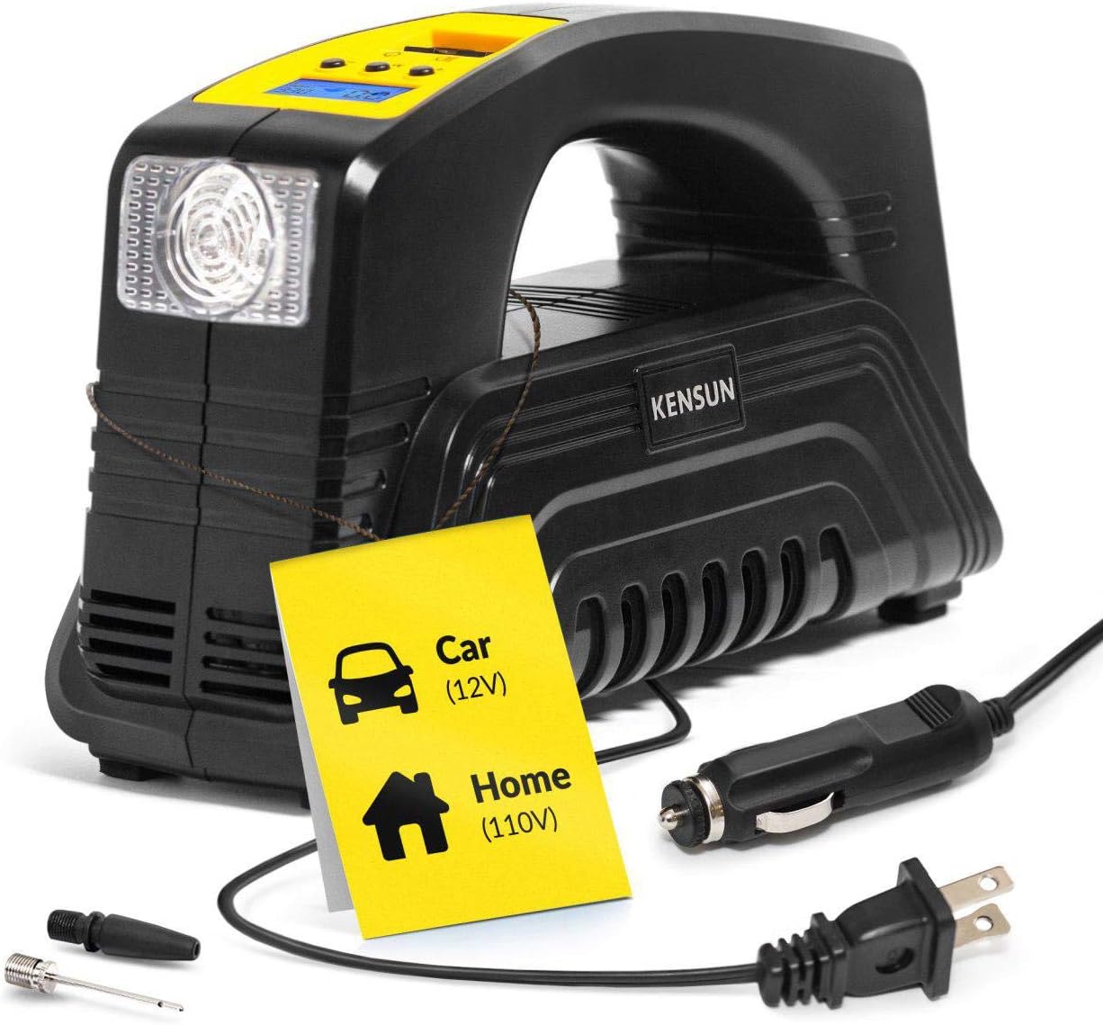 Kensun Model J Tire Inflator AC/DC for Car 12V DC and Home 110V AC Portable Air Compressor Pump for Car, and Other Inflatables Pack of 2