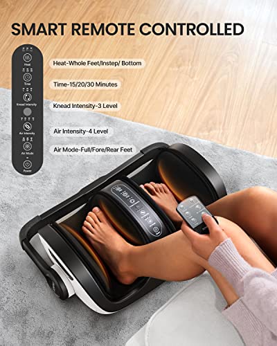 RENPHO Foot Massager with Heat, Deep Tissue Massager for foot care, Electric Foot Massager with Deep Kneading Rolling Ankles, Fits Up to US Men Feet Size 14, Perfect Gifts for Women Men
