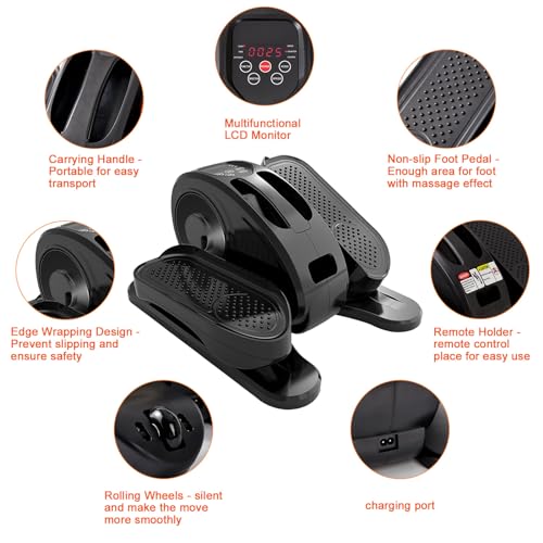 Under Desk Elliptical Machine, Fully Assembled Ellipse Leg Exerciser Machine, Mini Elliptical Machines Auto & Manual Mode, Arm & Leg Exerciser for Seniors Adults Teens