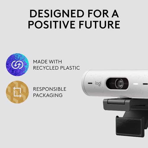 Logitech Brio 500 Full HD Webcam with Auto Light Correction,Show Mode, Dual Noise Reduction Mics, Webcam Privacy Cover, Works with Microsoft Teams, Google Meet, Zoom, USB-C Cable - Rose