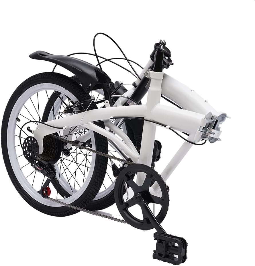 ‎20" Folding Bike, Bicycles Folding Bike for Adult 7 Speed Shifter, Camping Bicycle Light Weight Carbon Steel Height Adjustable Folding Bike for Men and Women