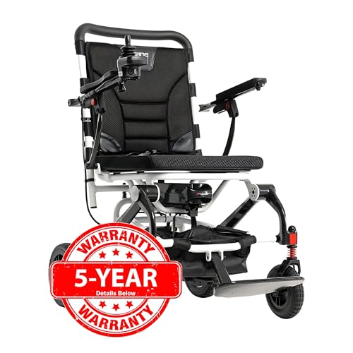 Pride Mobility Jazzy Carbon Power Chair - Electric Wheelchair for Adults, 300 Lbs Weight Capacity, 12 Ah Battery, White, 17"x17" Black Foam Seat