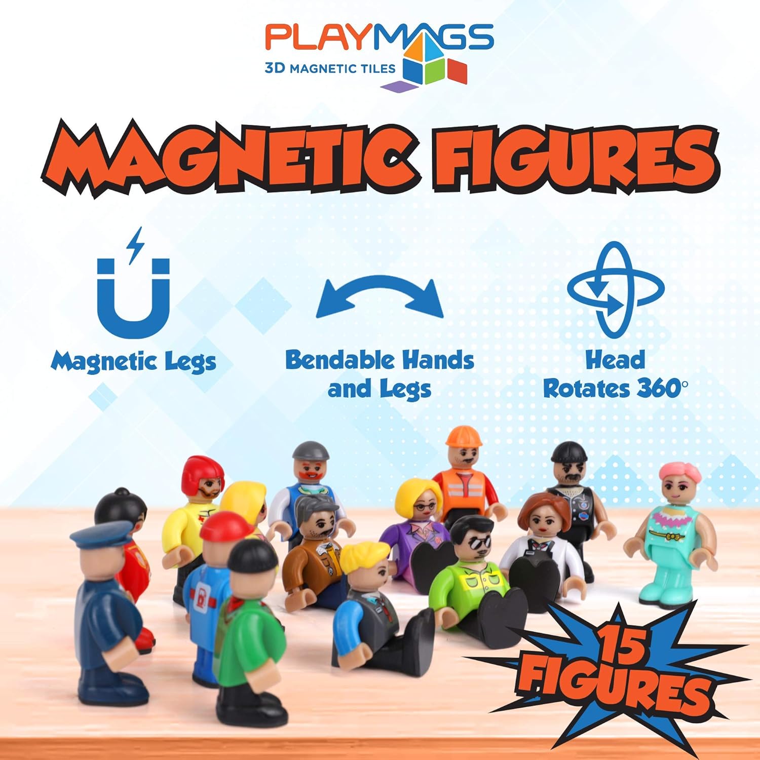 Award Winning Playmags Clear Colors Magnetic Tiles Building Set 50 + 6 Pc Set with Car - STEM Magnetic Toys Develop Motor Skills & Creativity, Colorful, Durable Magnet Building (56 Pc Set)