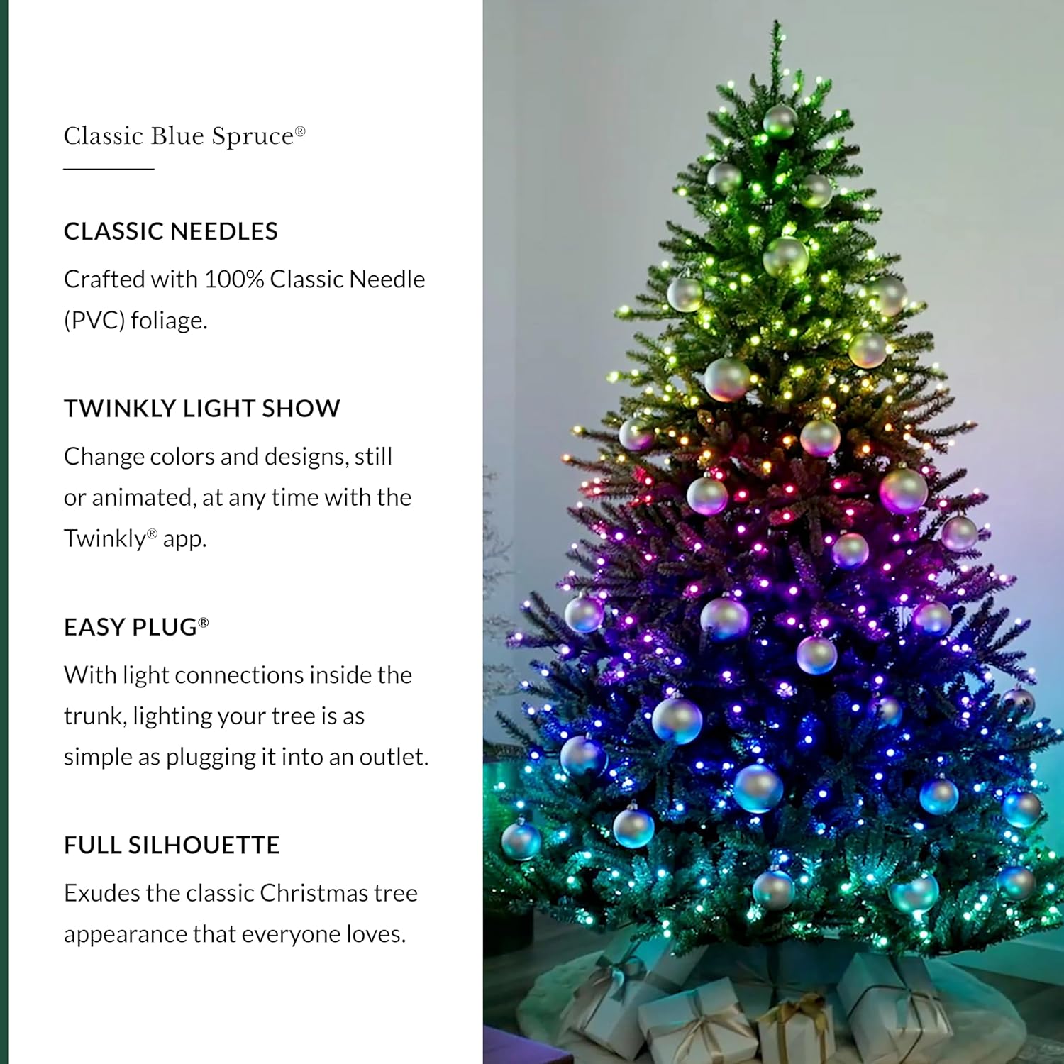 Balsam Hill 7.5ft Pre-Lit Classic Blue Spruce - Artificial Christmas Tree with 1000 Clear Incandescent Lights, Easy Plug Technology, Premium Stand for Indoor Holiday Decorating