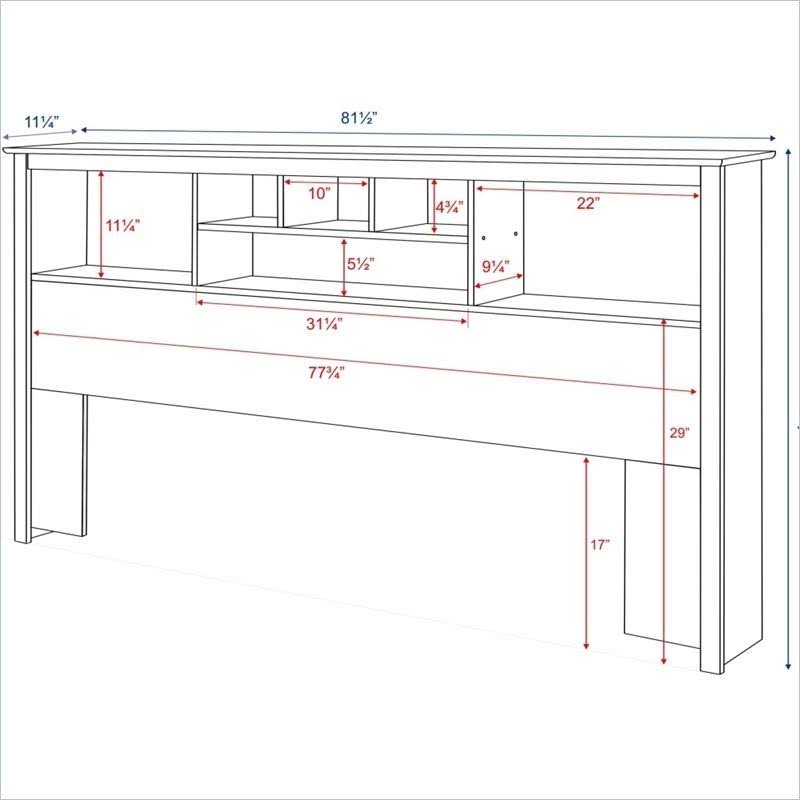 King Size Bookcase Headboard in Black Wood Finish