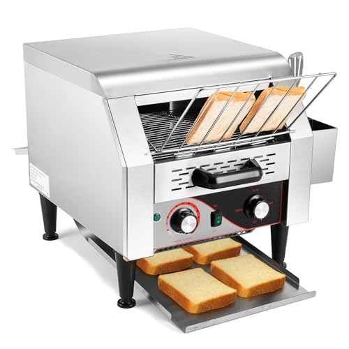 WICHEMI Commercial Toaster 300 Slices/Hour Conveyor Restaurant Toaster 2200W Electric Conveyor Toaster for Bun Bagel Bread Heavy Duty Stainless Steel Conveyor Toaster
