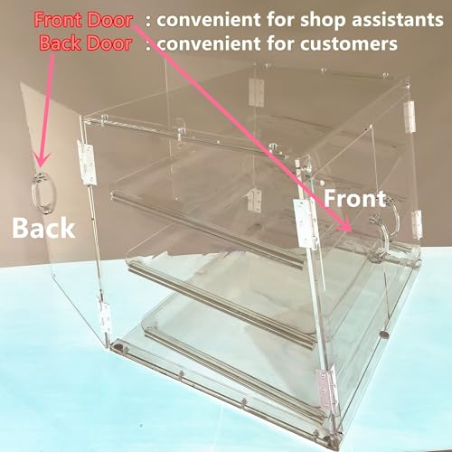 Zinglife Clear Bakery Display Case Countertop Pastry Display Case for Cookie Bread Food Dessert Cupcake Acrylic Baked Goods Display Case, 3 Tiers