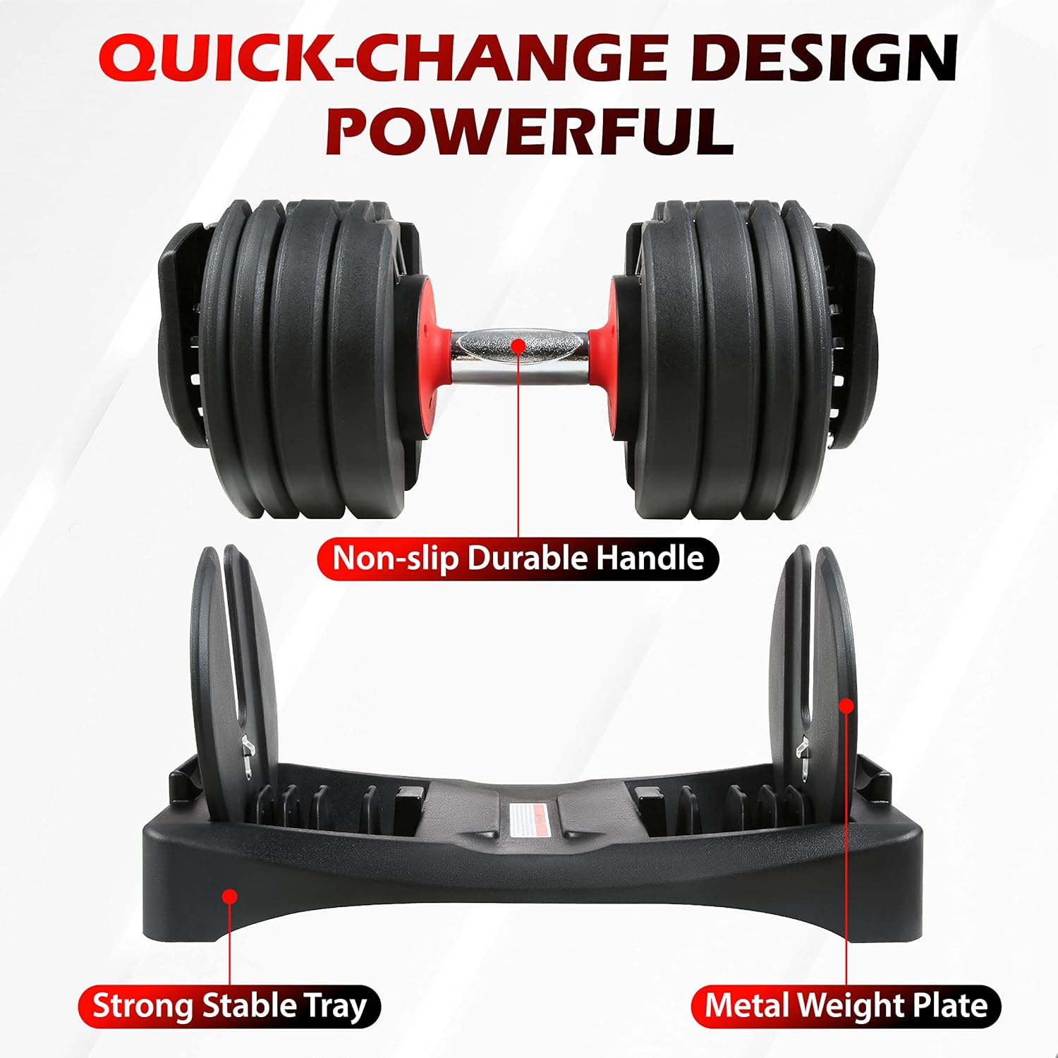 All in One Adjustable Dumbbells, Tahoe Trails Dumbbell Set from 5.5-55 lbs, Adjustable Weights by Turning Handle, 15 in 1 Dumbbells for Home Gym Exercise and Fitness Full Body Workout Fitness