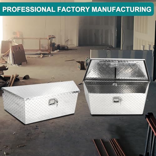 Aluminum Stripes Trailer Storage Box Trailer Tool Box,Chrome Lock,Waterproof Storage Tool Box,39"X16.5"X12",Black