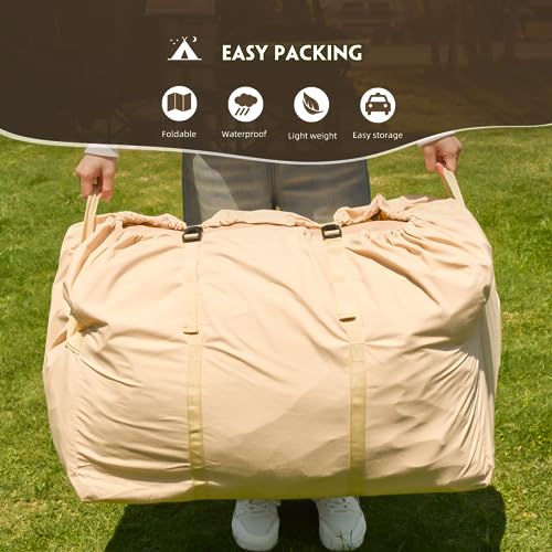 YOLENY Inflatable Tents for Camping, 4/6/8/10/12 Person Tent with TPU Skylight, Mesh Windows, Stove Jack & Pump, Easy Setup 4 Season Glamping Tent, Waterproof & Windproof
