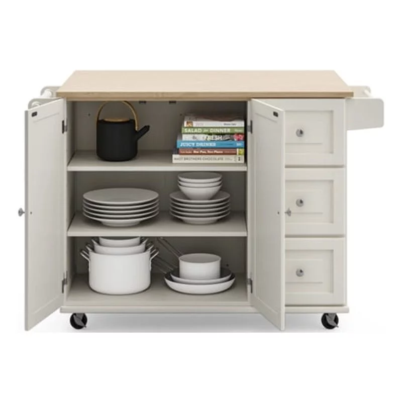 Hawthorne Collections Traditional Wood Kitchen Cart in White