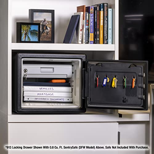 SentrySafe Fireproof and Waterproof Black Steel Home Safe with Digital Keypad Lock and Organization Trays for Money, Documents, 1.23 Cubic Feet, SFW123EU