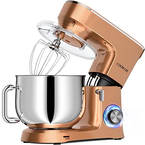 COOKLEE Stand Mixer, 9.5 Qt. 660W Electric Kitchen Mixer with Dishwasher-Safe Dough Hooks, Flat Beaters, Wire Whip & Pouring Shield Attachments for Most Home Cooks, Silver