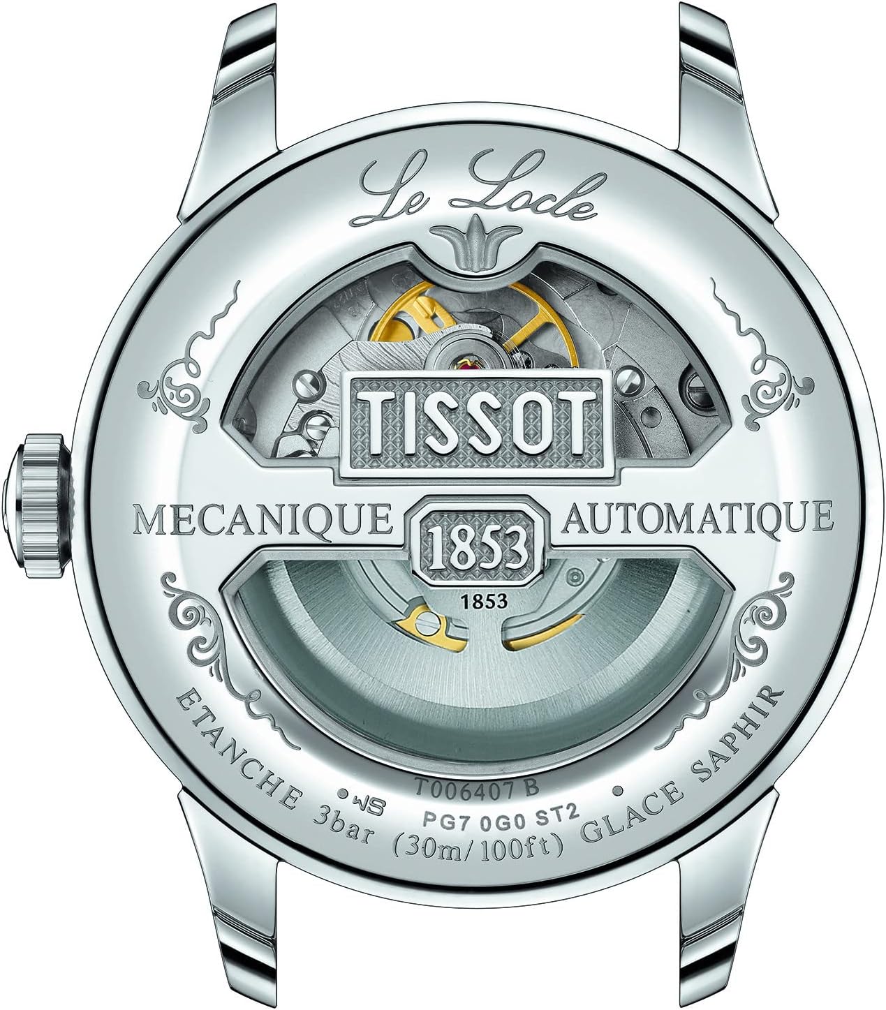 Tissot Mens Le Locle Powermatic 80 Open Heart 316L Stainless Steel case Automatic Watches, Grey, Stainless Steel, 19 (T0064071103302)