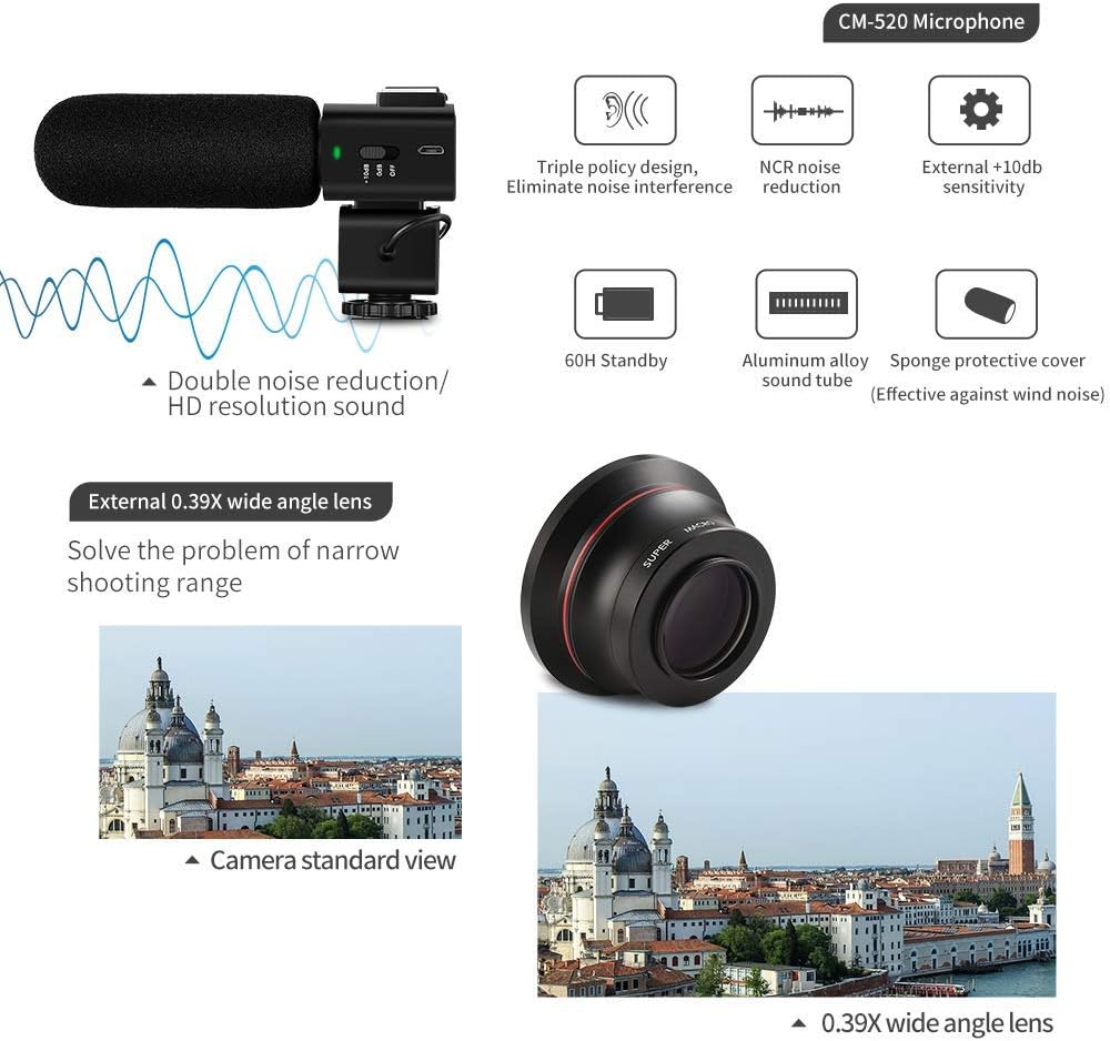 4K Video Camera Camcorder ORDRO HDR-AE8 4K UHD 1080P 60FPS Digital WiFi Camera Camcorder with IR Night Vision 3.0 '' IPS Touch Screen Camcorder with Microphone Wide Angle Lens and Camera Holder