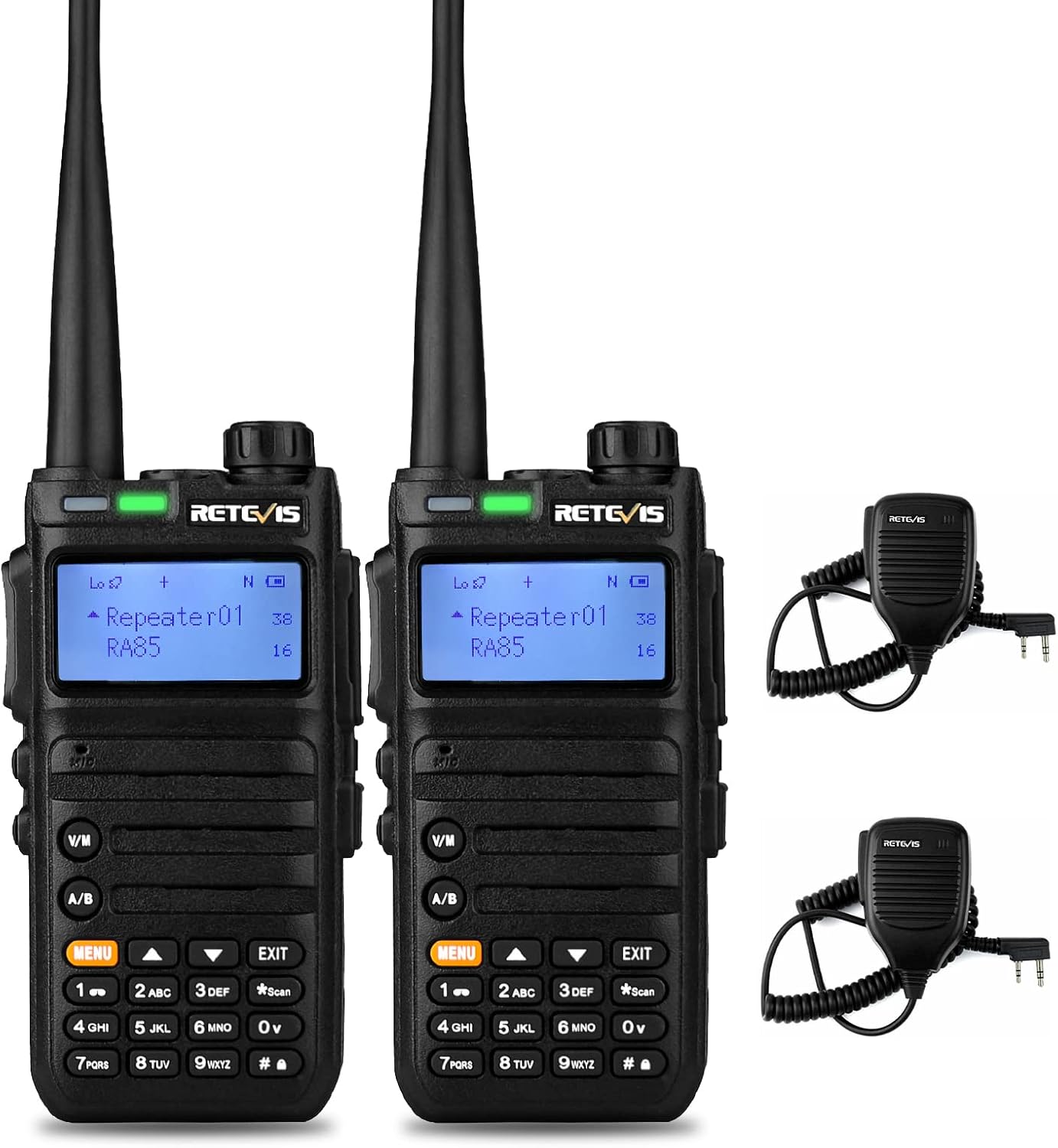 Retevis RA85 GMRS Radio Handheld, 5W Two Way Radio Long Range Rechargeable, Walkie Talkies with Speak Mic, NOAA,USB-C, for Road Trip, Off Road, Survival(2 Pack) Pack of 2