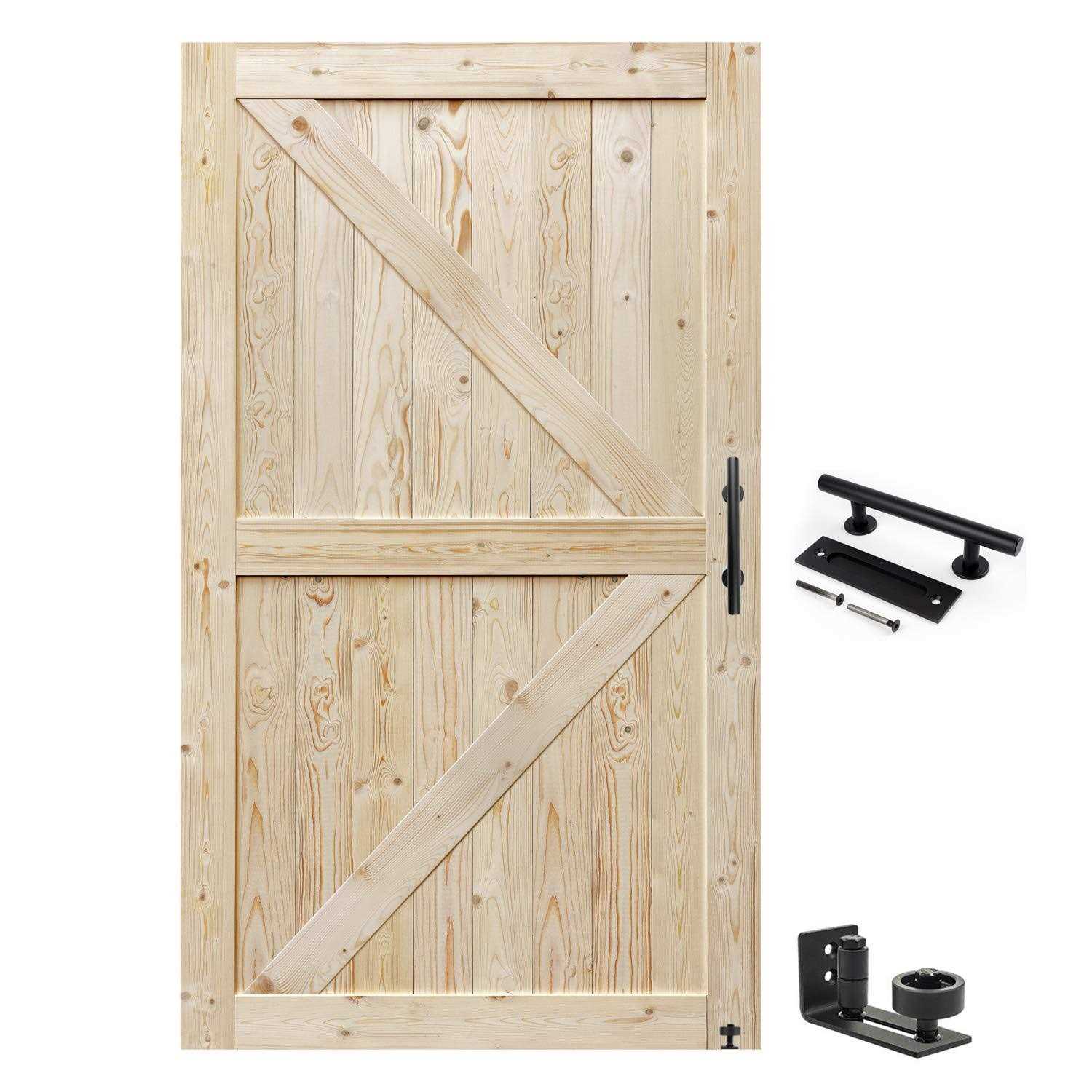 Barn Door 20-60in Unfinished British Brace Barn Door/Country Style/Solid Wood/Sliding Door/Durable S&amp;Z TOPHAND - Shop Hardware Tools Online Store