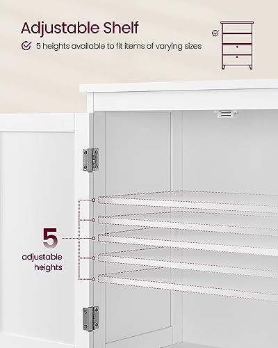 VASAGLE Bathroom Floor Storage Cabinet, Bathroom Storage Unit, Freestanding Cabinet with 4 Doors, Adjustable Shelves, 11.8 x 23.6 x 43.3 Inches, Forest Green UBBC552C01
