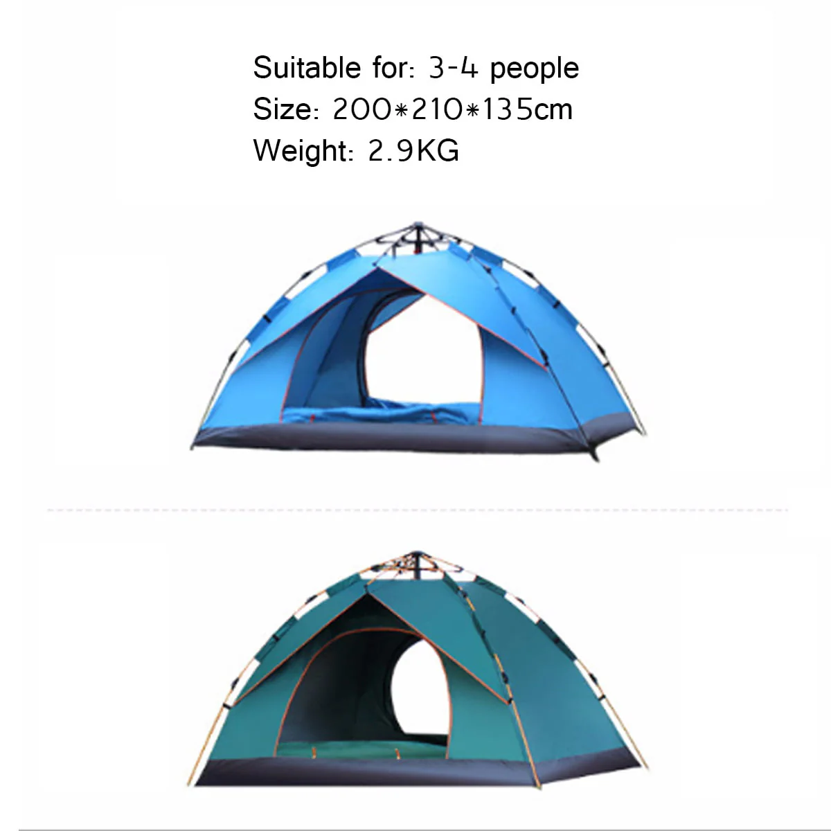 Pop Up Tent Family Camping Tent 3-4 People Person Tent Portable Instant Tent Automatic Tent Waterproof Windproof for Camping Hiking Mountaineering