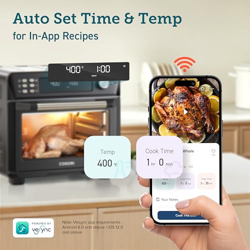 COSORI Smart 12-in-1 Air Fryer Toaster Oven Combo, Airfryer Convection Oven Countertop, Mother's Day Gift, Bake, Roast, Reheat, Broiler, Dehydrate, 75 Recipes & 3 Accessories