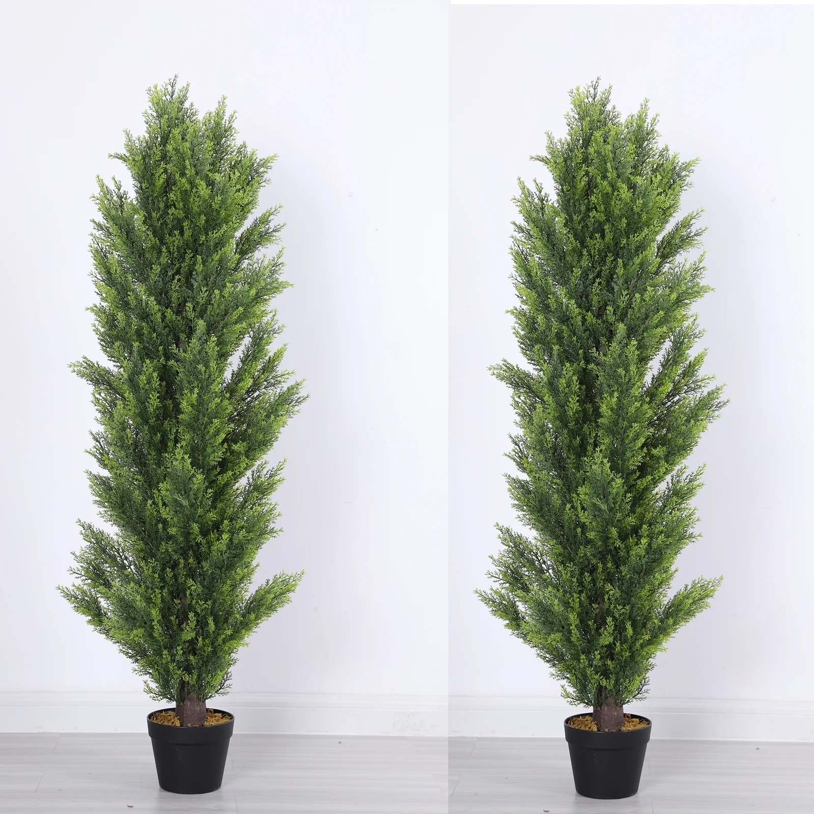 Poetree 2 Pack Artificial Tree 5 FT Artificial Cedar Topiary Trees for Outdoors Potted Fake Pine Trees Faux Evergreen Plants for Home Porch Decor