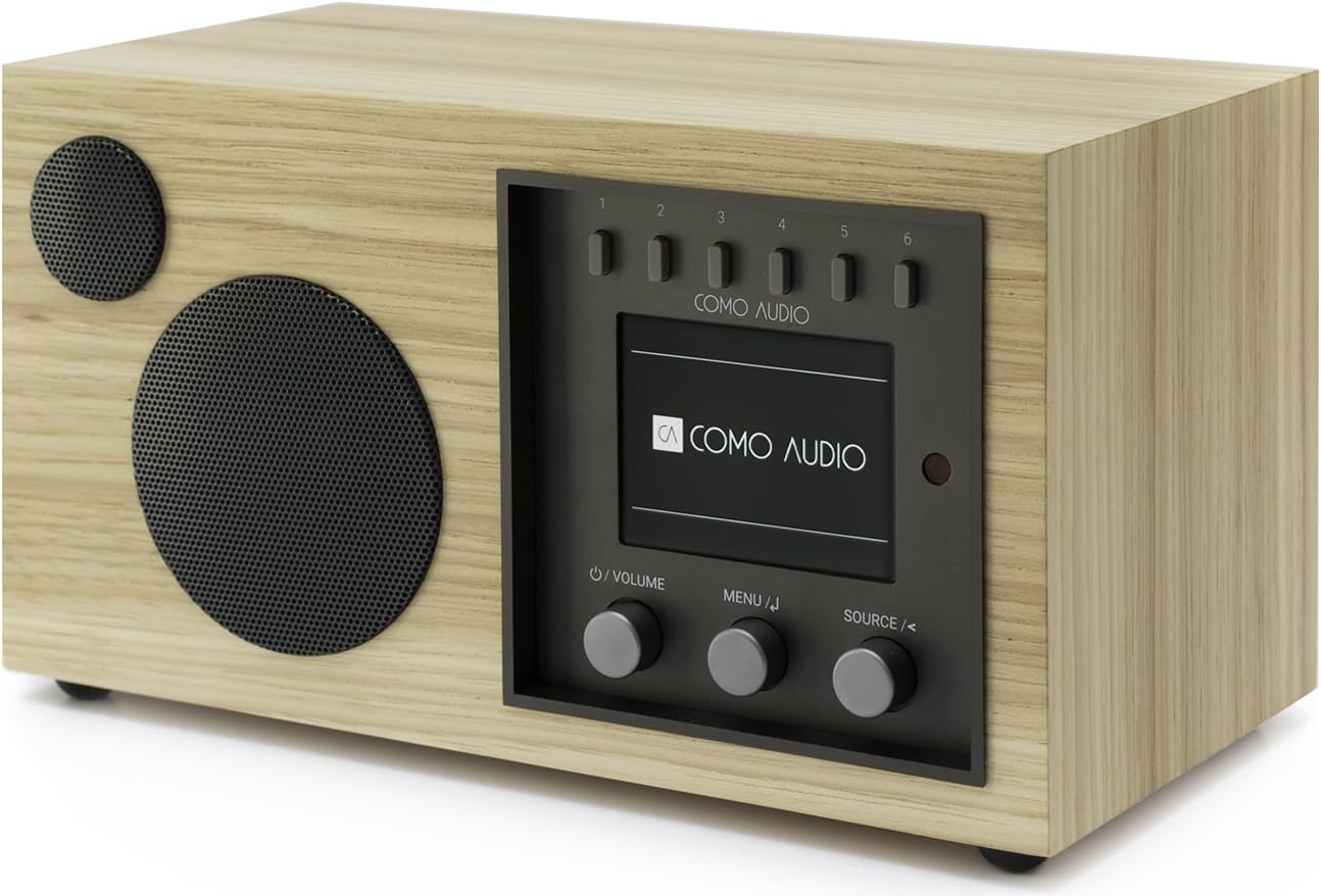 Como Audio Solo Wireless Speaker - Hand-Crafted Veneer Cabinets- One Touch Streaming, Internet Radio, Bluetooth, Wi-Fi - Hickory (Global Edition)