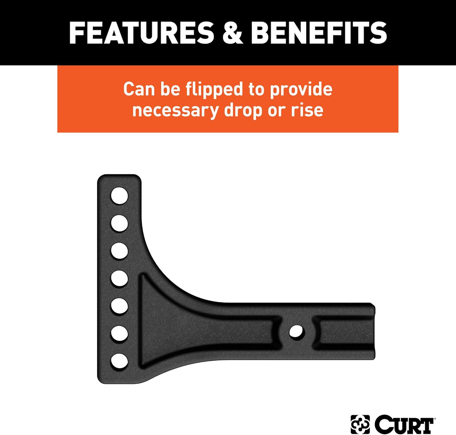 CURT 17131 Replacement Weight Distribution Hitch Shank, 2-1/2-Inch Receiver, 2-Inch Drop, 6-Inch Rise , Black