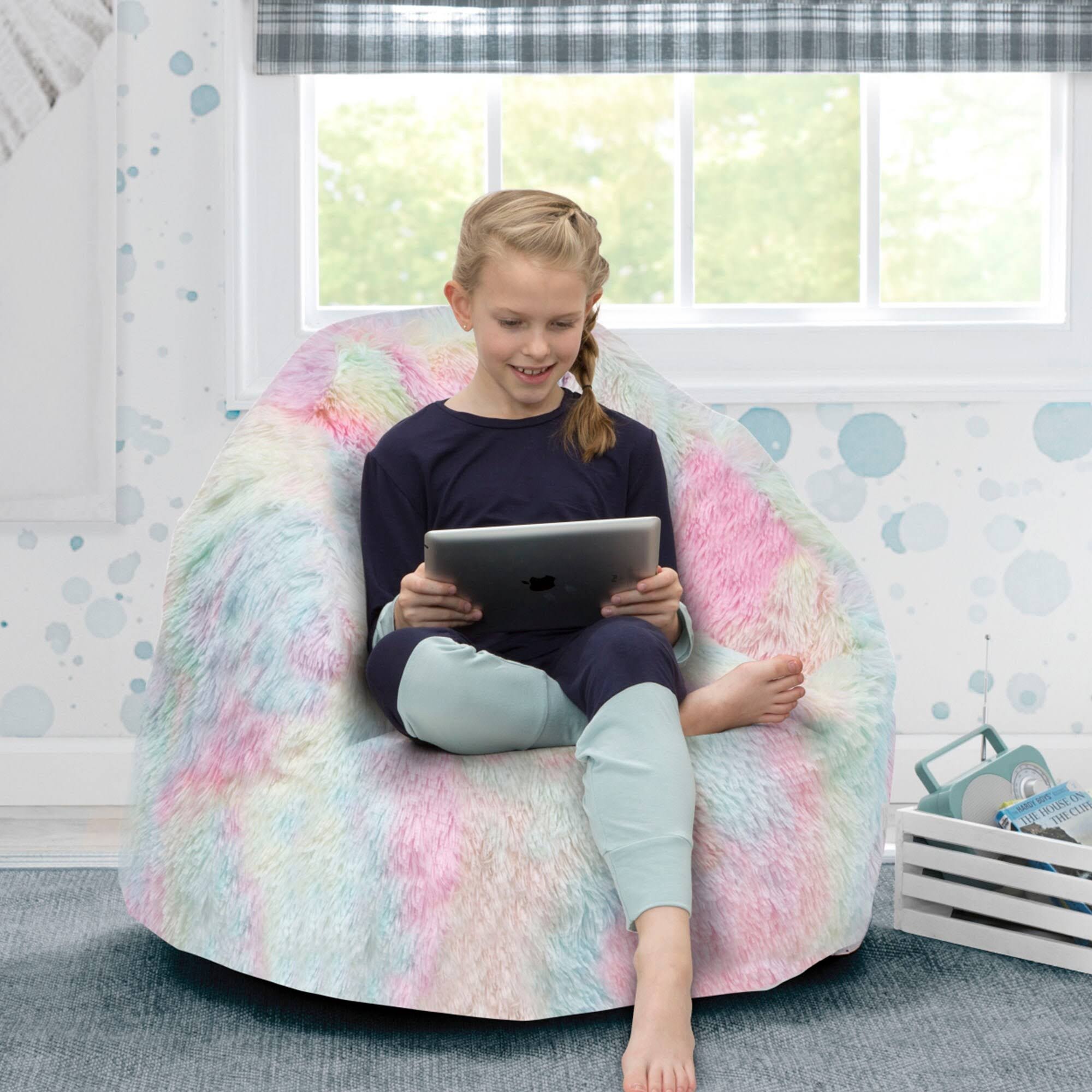 Delta Children Cozee Fluffy Chair, Kid Size for Kids Up to 10 Years Old - Tie Dye