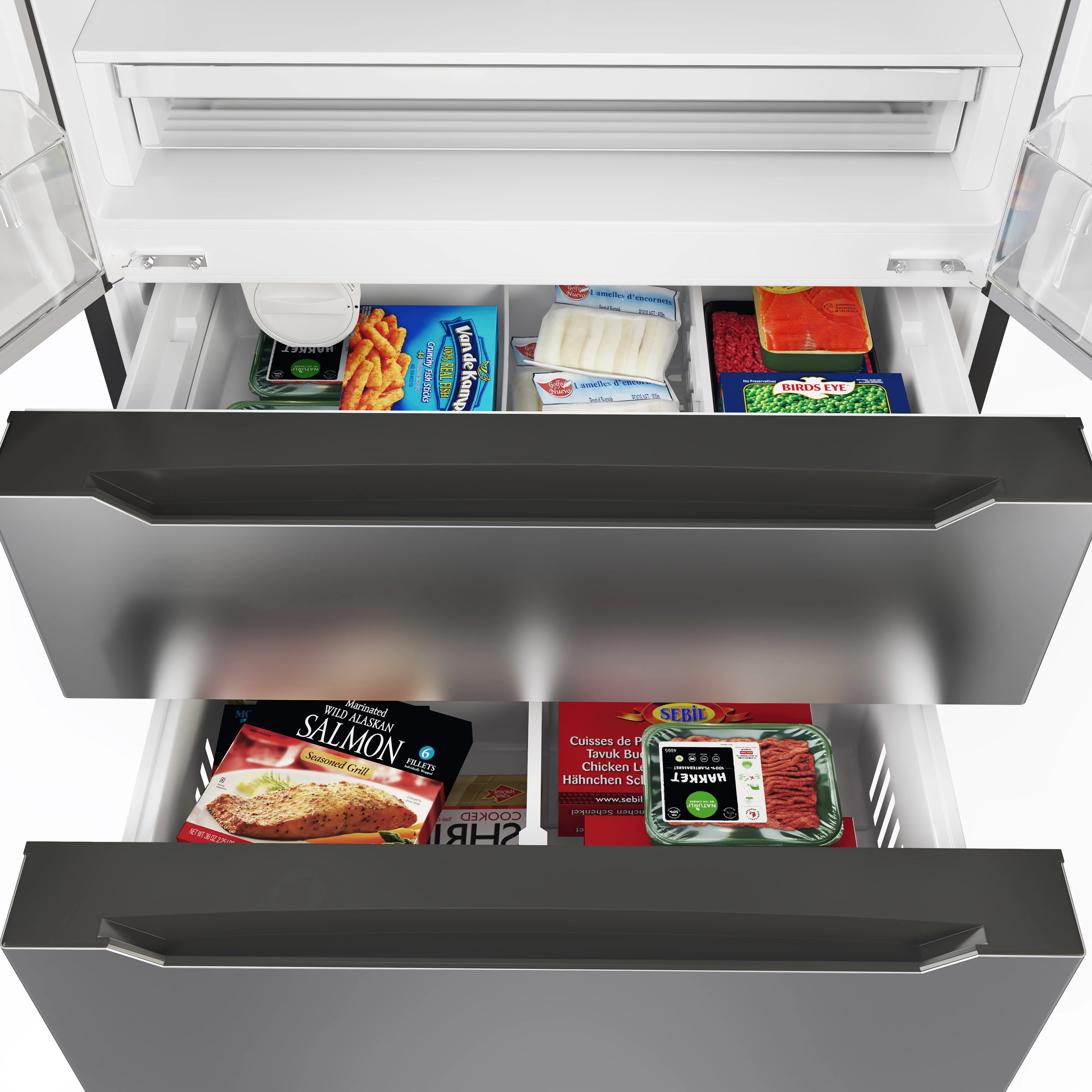 KoolMore 22 Cu. ft. French Door Refrigerator, Deep Freezer, 4 Door Stainless-Steel Fridge.