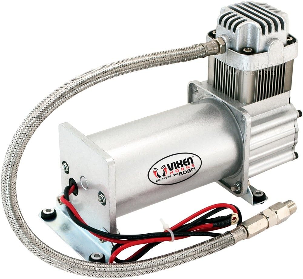 Vixen Horns Heavy Duty Onboard Air Compressor 150 PSI. Universal Replacement for Truck/Car Train Horn/Suspension/Ride/Bag kit/System. Fits All 12v Vehicles Like Semi/Pickup Trucks/Jeep VXC8101