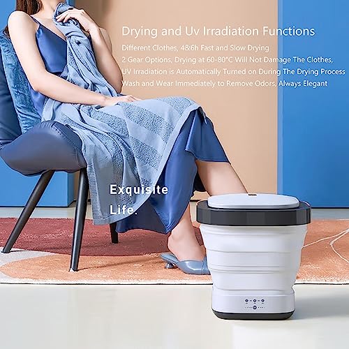 Portable Washing Machine Mini Washer with 2 Modes Drying and UV, Washing Machine Portable 4D Wave Wheel,Spin Dry for Apartment,Laundry,Camping,Trave