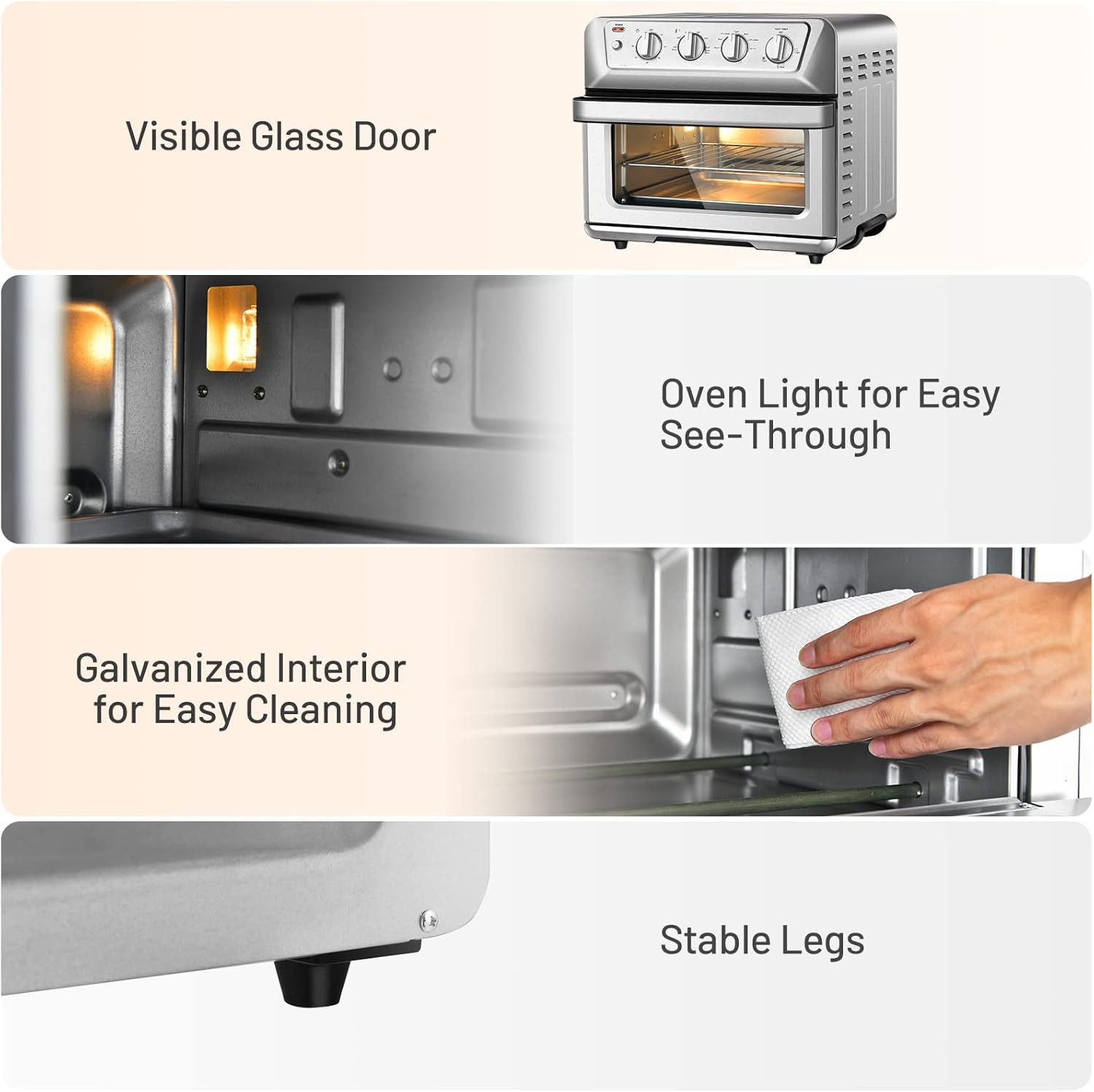 21.5 QT Air Fryer Toaster Oven, 7-in-1 Air Fryer Oven Combo w/Timer, Auto Shut-off, Accessories Recipe, Stainless Steel Convection Countertop Oven for Bake, Broil, Toast, Reheat, Fry