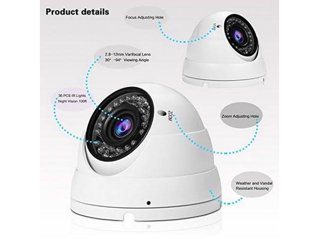 1080p Dome Security Camera HD 4-in-1 CCTV Camera 2.8mm-12mm Varifocal Lens 100ft