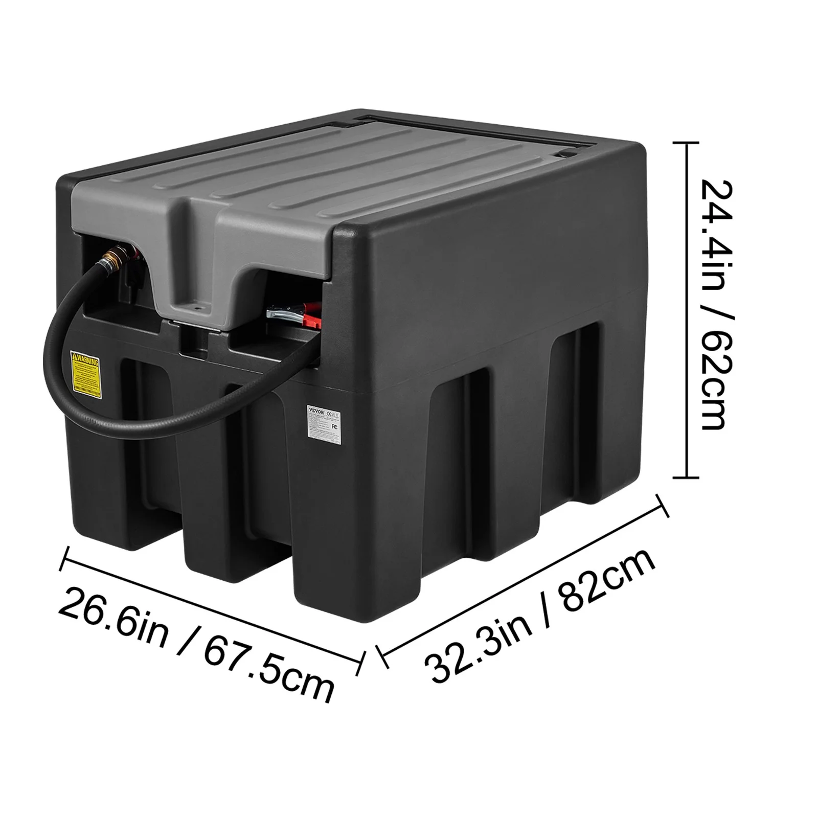 BENTIS Portable Diesel Tank 58 Gal Diesel Fuel Tank with 12V Transfer Pump Black