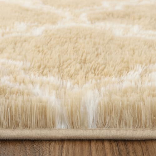 LOCHAS Luxury Shag Area Rug Geometric Plush Fluffy Rugs, Extra Soft Carpet Moroccan Rugs for Bedroom Living Room Dorm Kids, High Pile Shaggy Floor Rug Decor