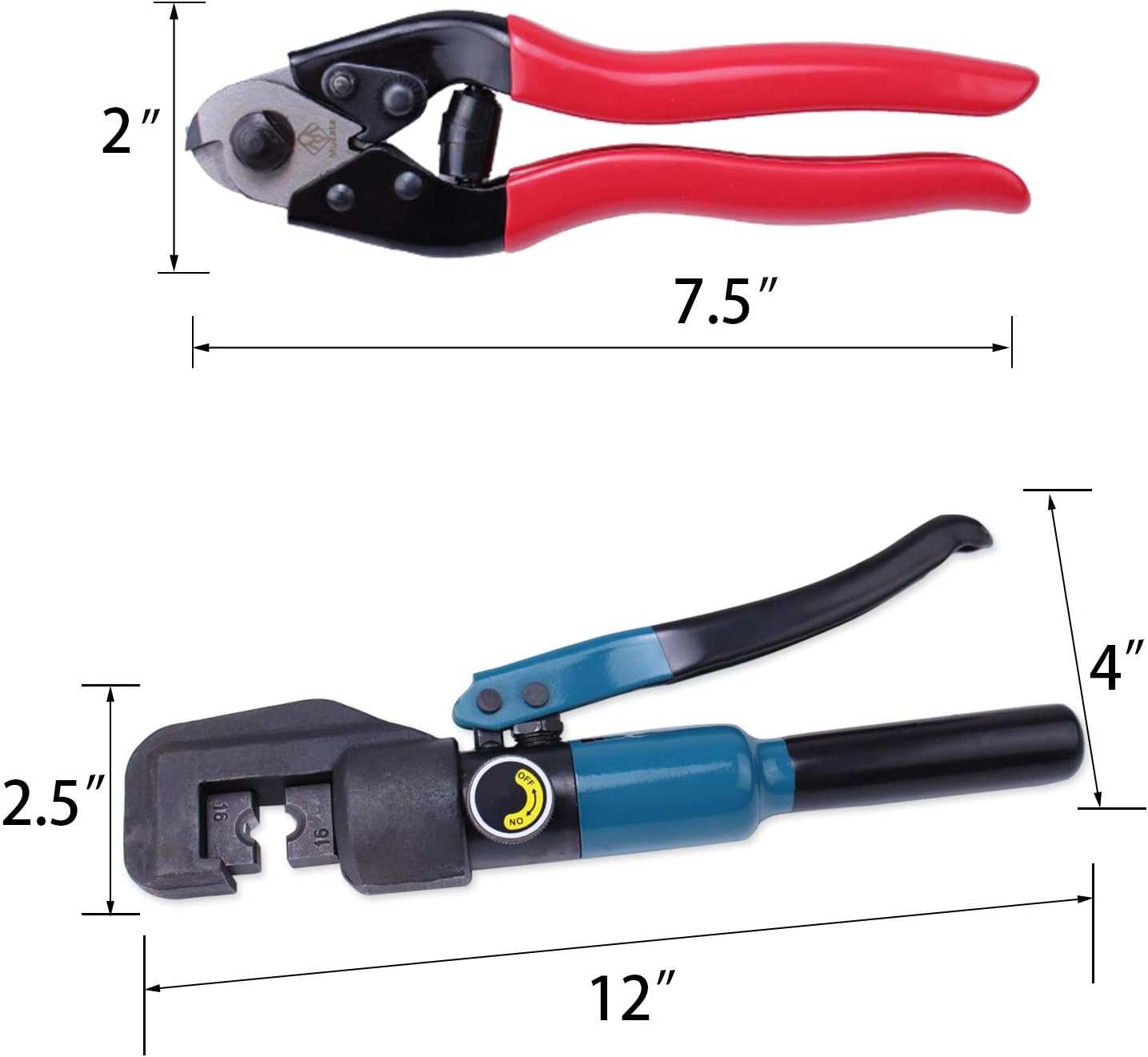 Muzata Hydraulic Wire Battery Cable Lug Terminal Crimper Crimping Tool with 9 Pairs Dies, Up to 45 Ton Force CT11, Series CT1 Pack of 2