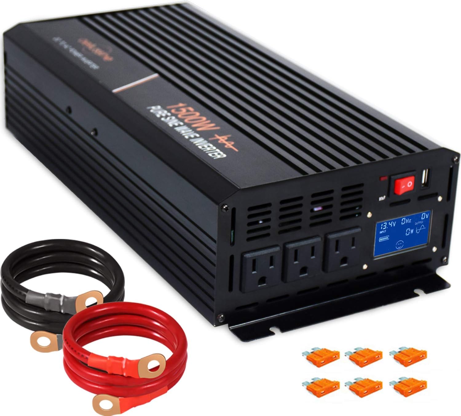 aeliussine Power Inverter 2000W Pure Sine Wave Inverter 12v DC to AC 120v Peak 4000 Watt Converter with LCD Display USB Charge Port for Car RV Boat Solar Power System.&hellip;