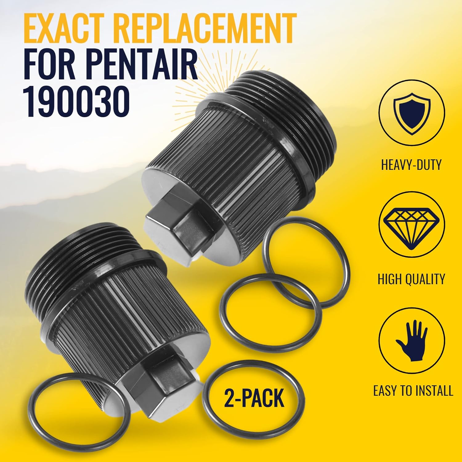 TonGass Drain Plug Cap Assembly Replaces 190030 Fits for Pool and Spa Filter for Pentair - Compatible with Clean & Clear Plus, FNS Plus, and Quad D.E. Filters - Pentair Drain Cap with O-Ring