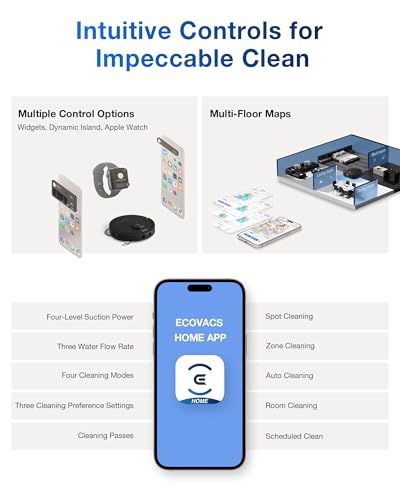 ECOVACS DEEBOT T30S Robot Vacuum and Mop, 11000Pa, ZeroTangle Technology, TruEdge Adaptive Edge Mopping, Hot Water Mop Washing, Self-Emptying, Self Refilling, Auto-Mop Lifting, Obstacle Avoidance